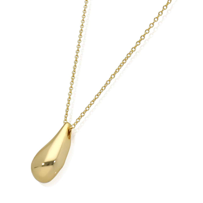 18K Yellow Gold Over Sterling Silver Teardrop Necklace (Solid Links) 16" - 18" Adjustable - WJD Exclusives