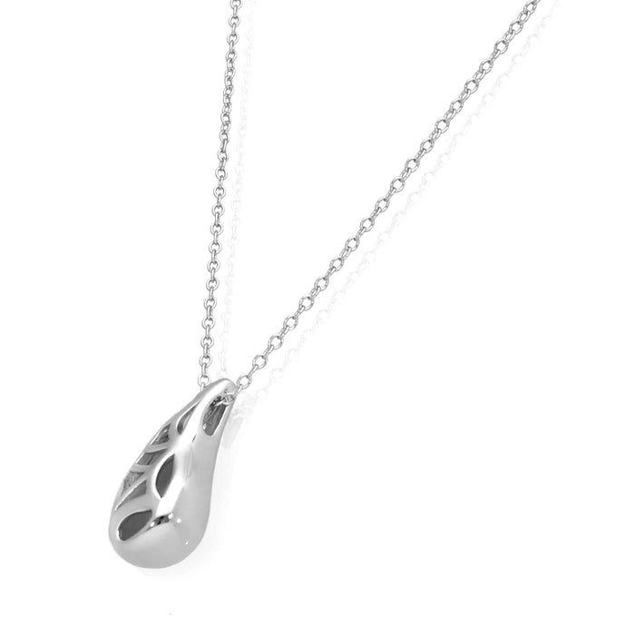 18K Yellow Gold Over Sterling Silver Teardrop Necklace (Solid Links) 16" - 18" Adjustable - WJD Exclusives