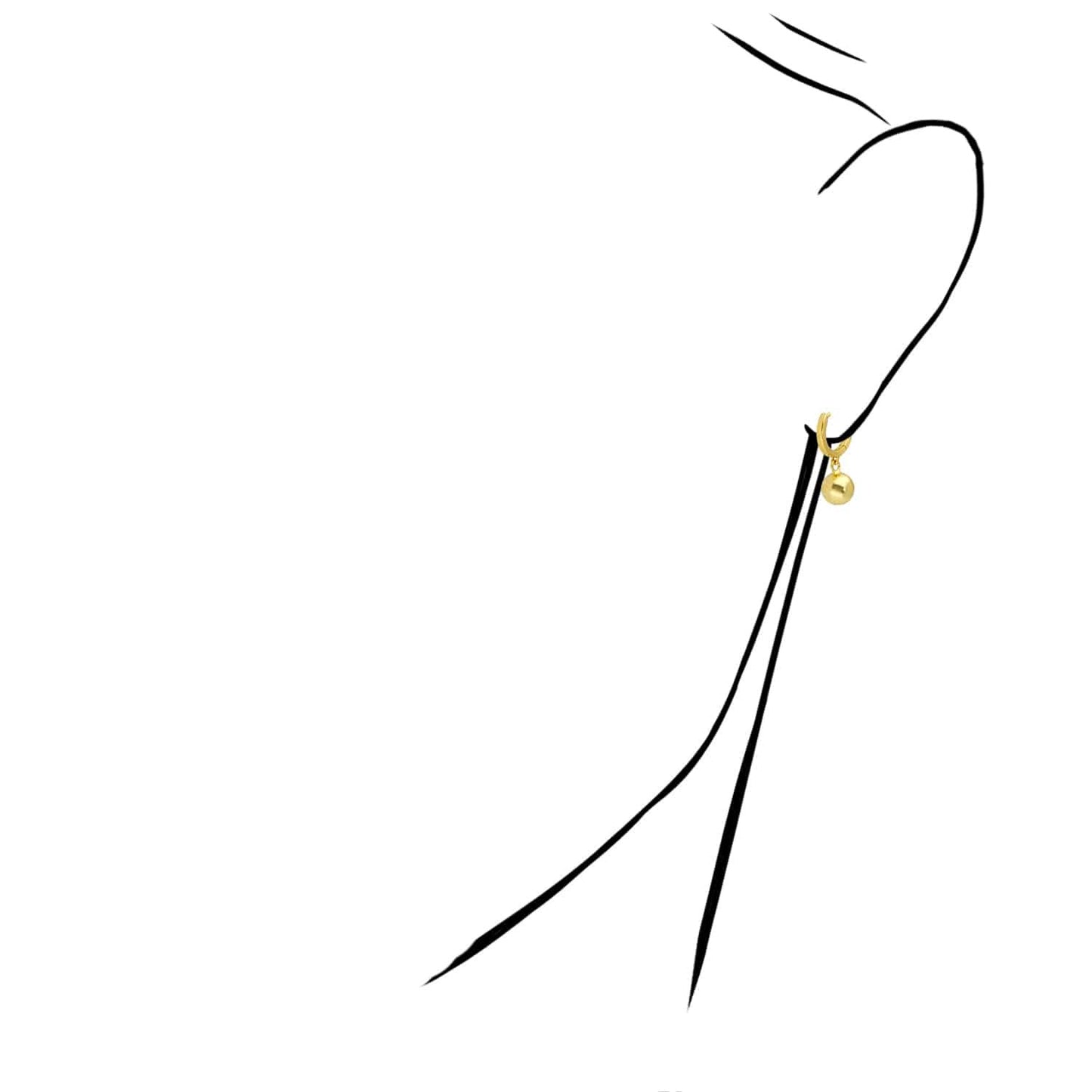 18K Yellow Gold Over Sterling Silver 8mm Drop Ball Earrings 20mm