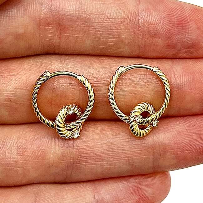 18K Yellow Gold Over Sterling Silver CZ Huggie Hoop Earrings 20mm - WJD Exclusives