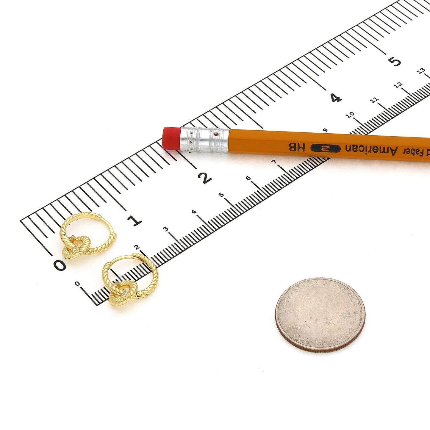 18K Yellow Gold Over Sterling Silver CZ Huggie Hoop Earrings 20mm