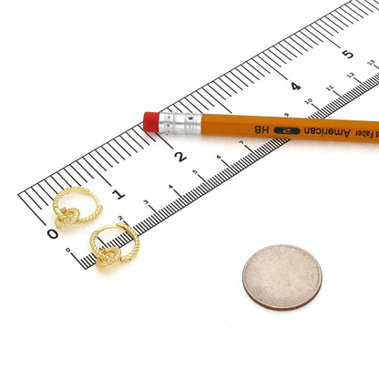 18K Yellow Gold Over Sterling Silver CZ Huggie Hoop Earrings 20mm