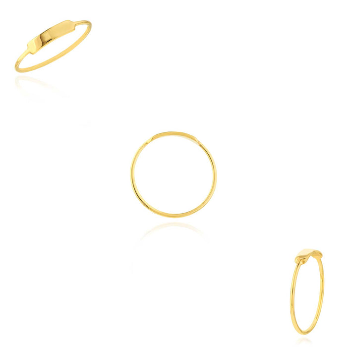 14K Gold Yellow White Rose ID Bar Wire Cocktail Ring - WJD Exclusives