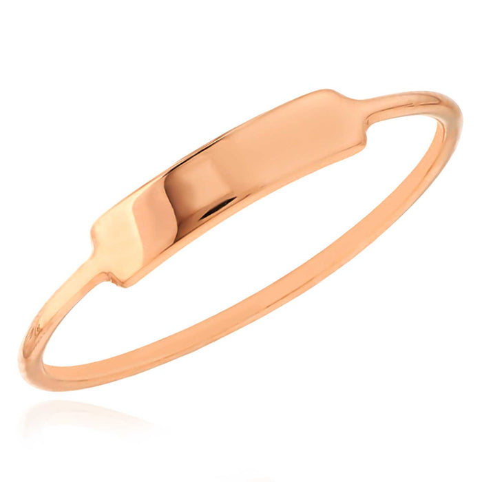 14K Gold Yellow White Rose ID Bar Wire Cocktail Ring - WJD Exclusives