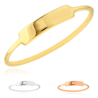 14K Gold Yellow White Rose ID Bar Wire Cocktail Ring - WJD Exclusives