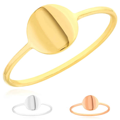 14K Gold Yellow White Rose Round Disc Band Cocktail Ring - WJD Exclusives