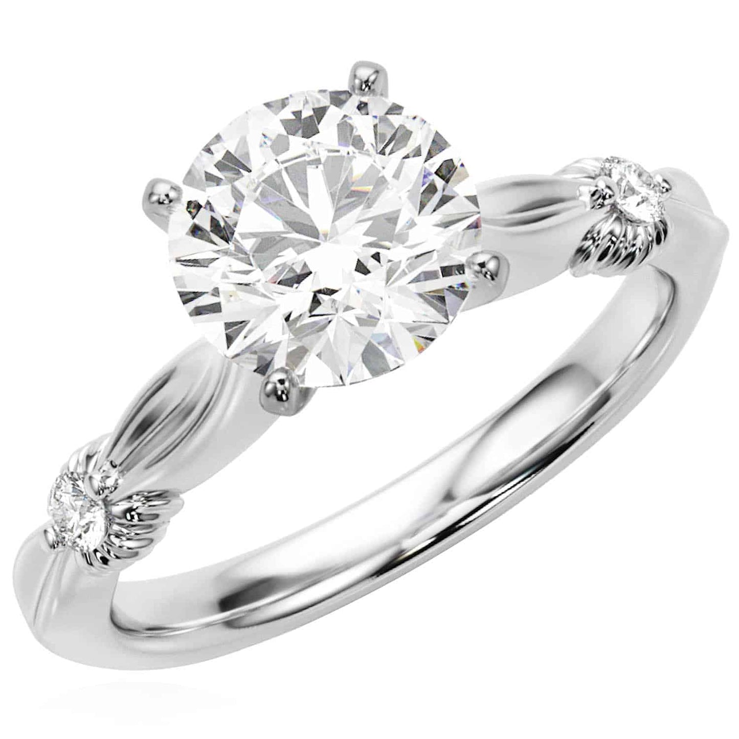 1.06CT Lab-Grown Diamond 14K Real Gold White Sculpted Infinity Engagement Ring