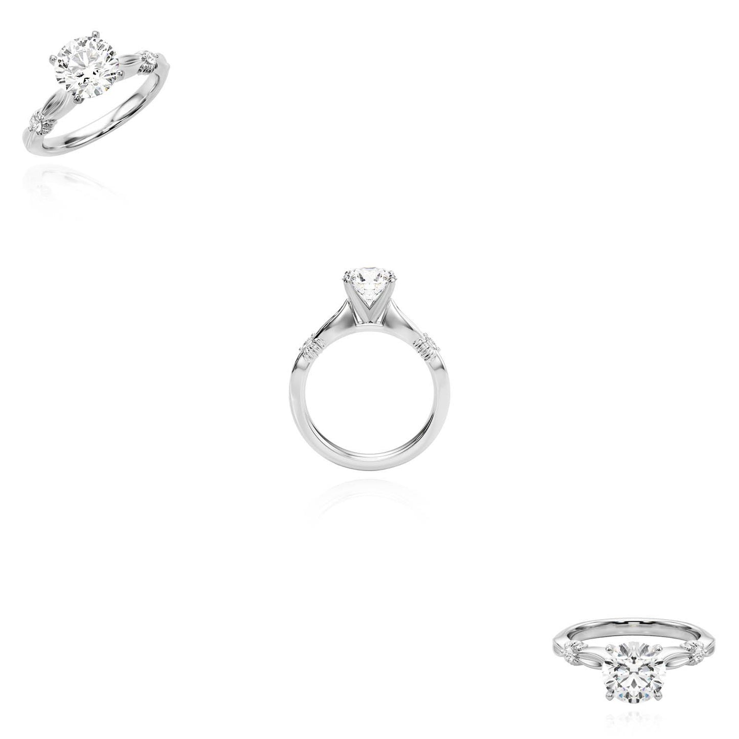 1.06CT Lab-Grown Diamond 14K Real Gold White Sculpted Infinity Engagement Ring