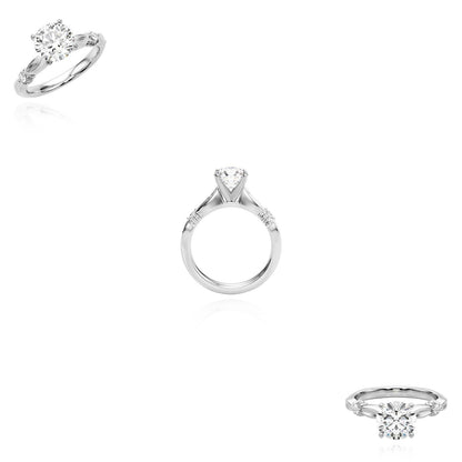 1.06CT Lab-Grown Diamond 14K Real Gold White Sculpted Infinity Engagement Ring