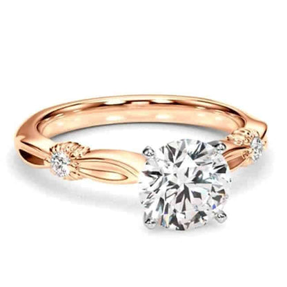 1.56CT Lab-Grown Diamond 14K Real Gold Rose Sculpted Infinity Engagement Ring