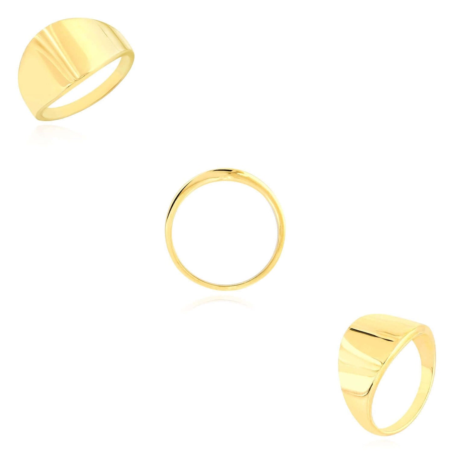 14K Real Gold Sleek Graduated Wide Domed Signet Ring