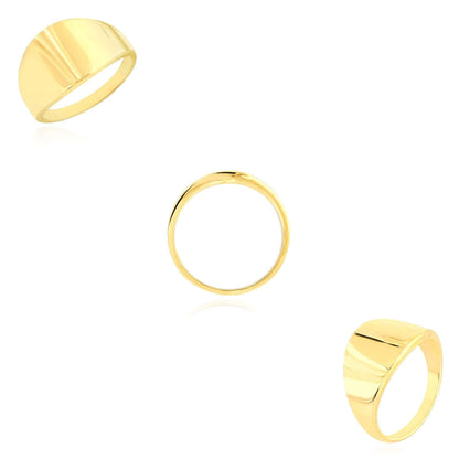 14K Real Gold Sleek Graduated Wide Domed Signet Ring