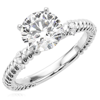 1.12CTW Lab - Grown Diamond 14K White Gold Rope Twist Engagement Ring - WJD Exclusives