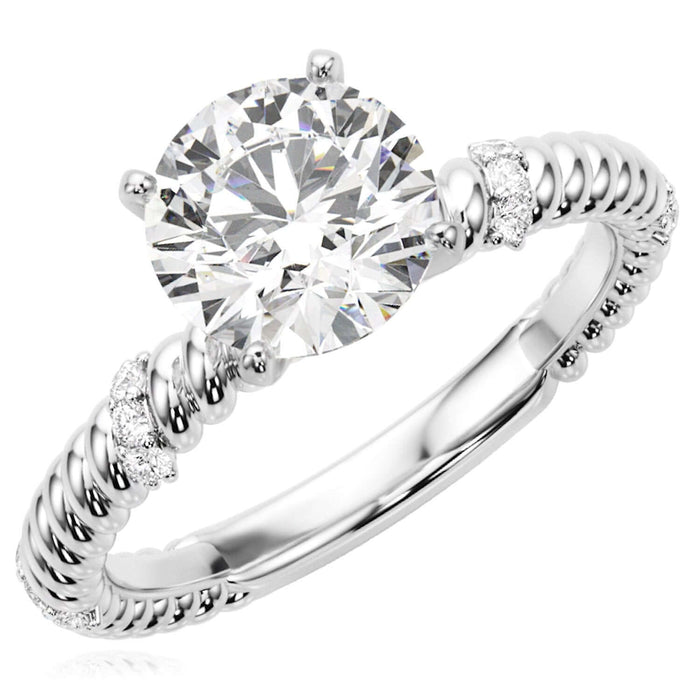 1.12CTW Lab - Grown Diamond 14K White Gold Rope Twist Engagement Ring - WJD Exclusives