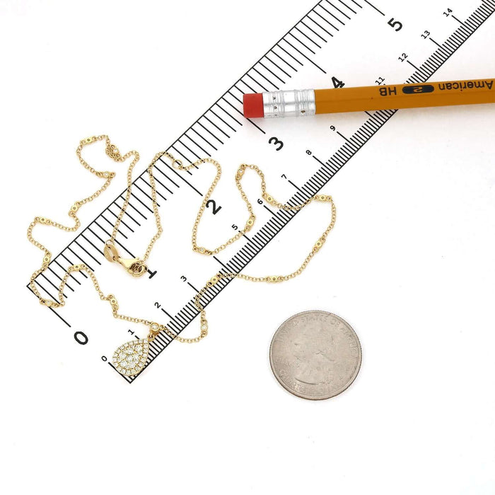 0.62CTW Natural Diamond 14K Yellow Gold Pear Necklace (Solid Links) 16" - 18" Adjustable - WJD Exclusives