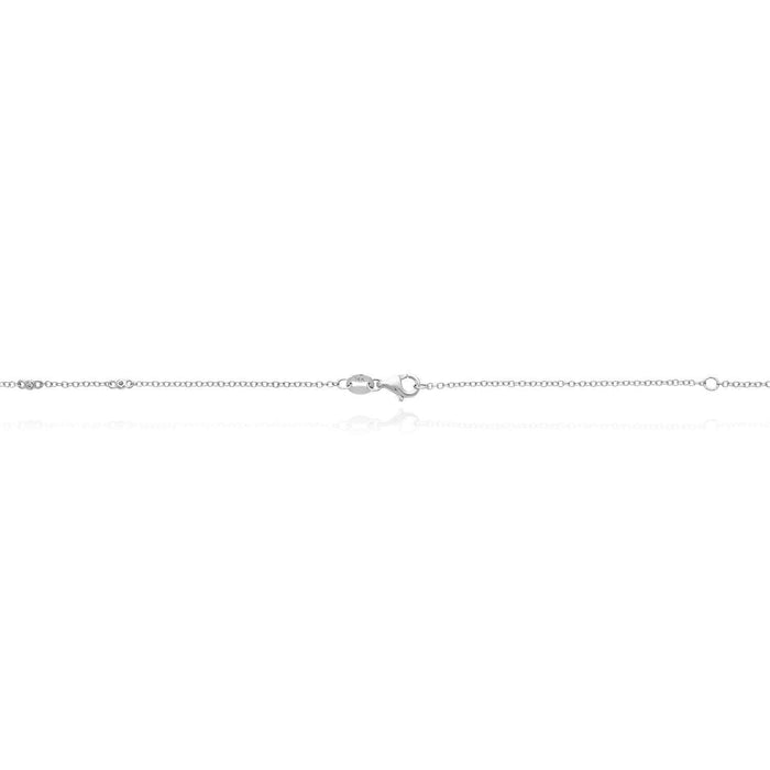 .64CTW Natural Diamond 14K White Gold Oval Necklace (Solid Links) 16" - 18" Adjustable - WJD Exclusives