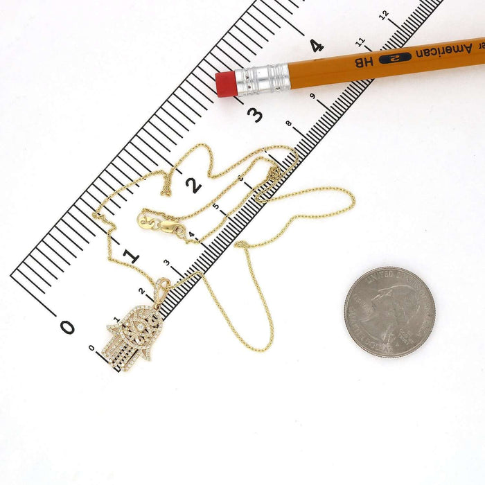 0.56CTW Natural Diamond 14K Gold Hamsa Pendant with 16" Chain - WJD Exclusives