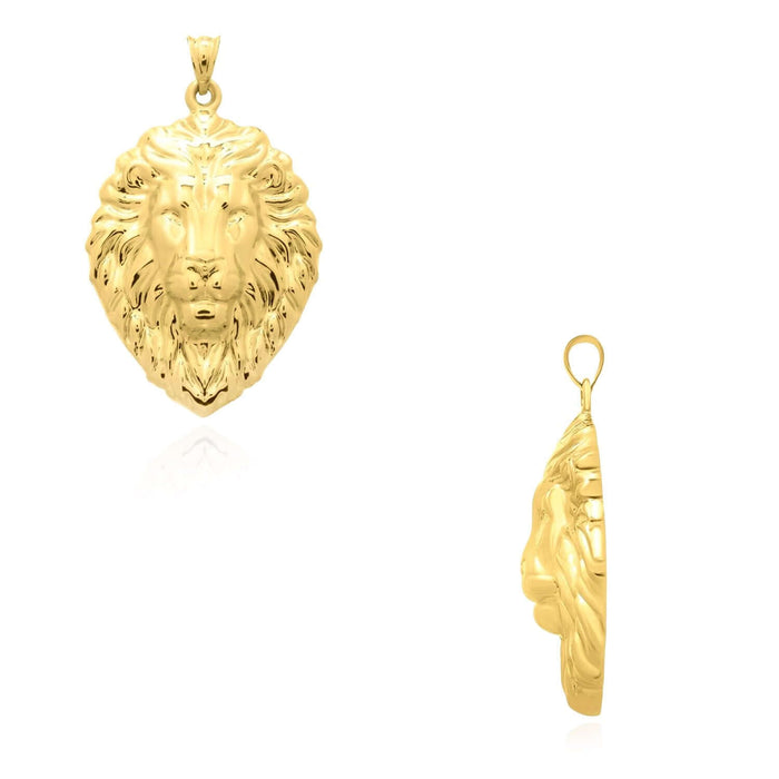 Real 14K Gold Lion Head Pendant 1.4" - WJD Exclusives