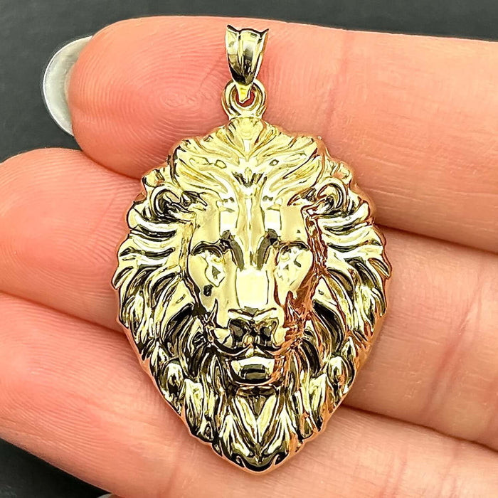 Real 14K Gold Lion Head Pendant 1.4" - WJD Exclusives