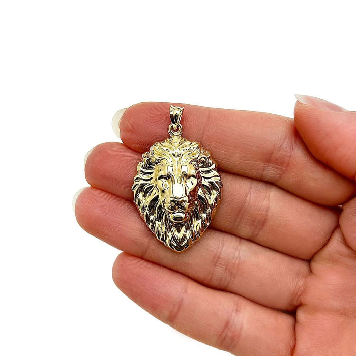 Real 14K Gold Lion Head Pendant 1.4" - WJD Exclusives