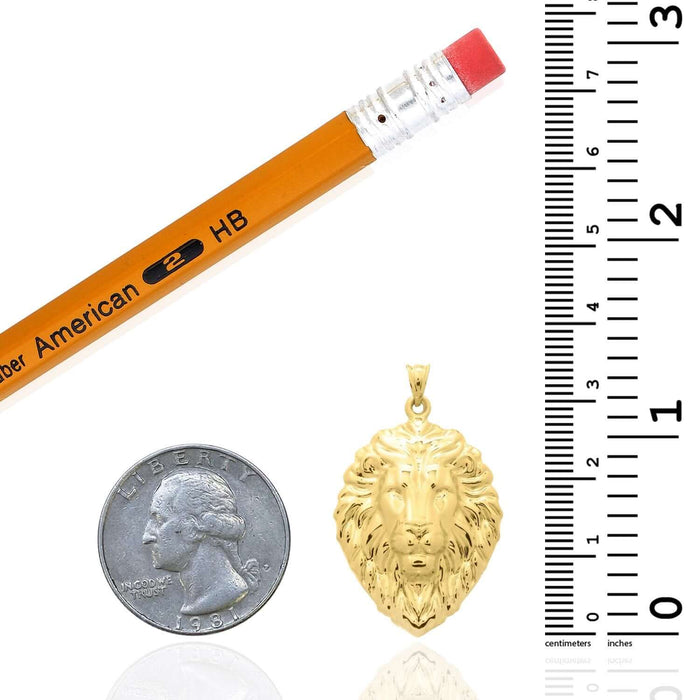 Real 14K Gold Lion Head Pendant 1.4" - WJD Exclusives