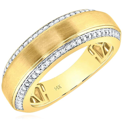 0.37CTW Natural Diamond 14K Yellow Gold 8mm Wedding Band Ring - WJD Exclusives