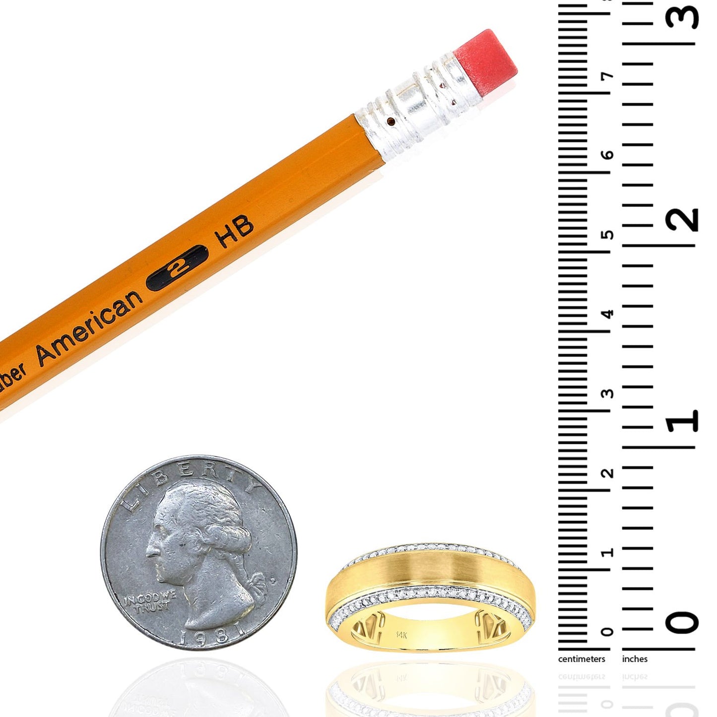 0.37CTW Real Diamond 14K Real Gold 8mm Wedding Band Ring