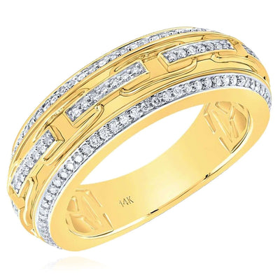 0.37CTW Natural Diamond 14K Yellow Gold 8mm Men's Band Ring - WJD Exclusives