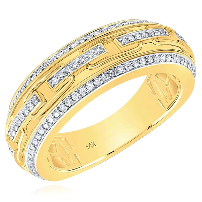 0.37CTW Natural Diamond 14K Yellow Gold 8mm Men's Band Ring - WJD Exclusives