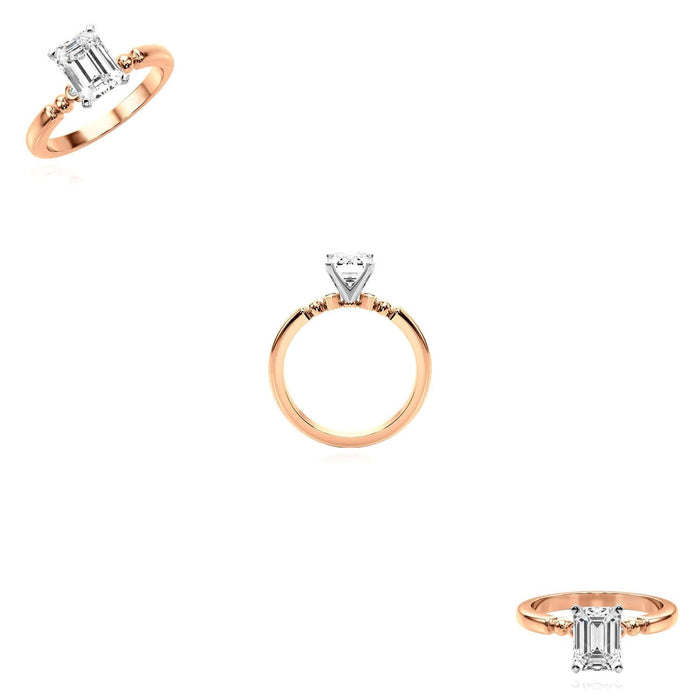 1.56CTW Lab - Grown Diamond 14K Rose Gold Beaded Emerald - Cut Engagement Ring - WJD Exclusives