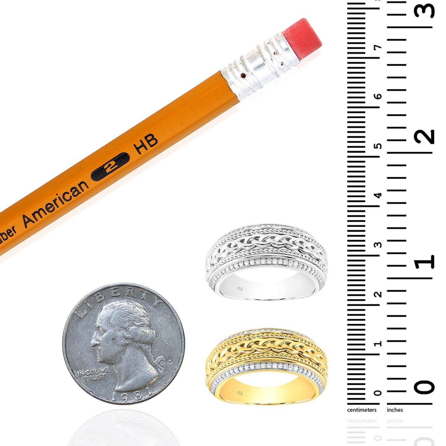 0.33CTW Real Diamond 14K Real Gold Yellow or White Braided Band Ring
