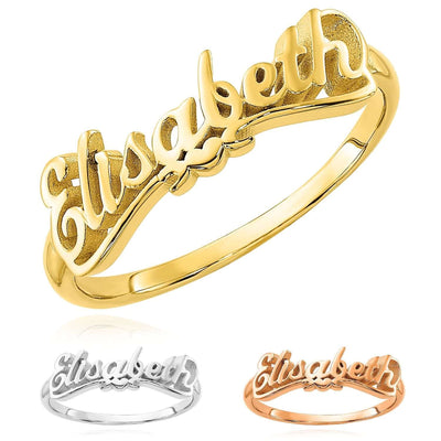 Personalized 14K Gold Yellow, White, and Rose Custom Name Ring - WJD Exclusives