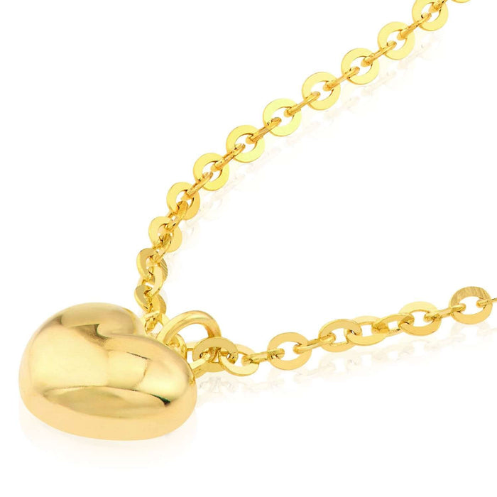 Kids 14K Gold Cable Chain Heart Pendant Necklace 13" - 15" Adjustable - WJD Exclusives