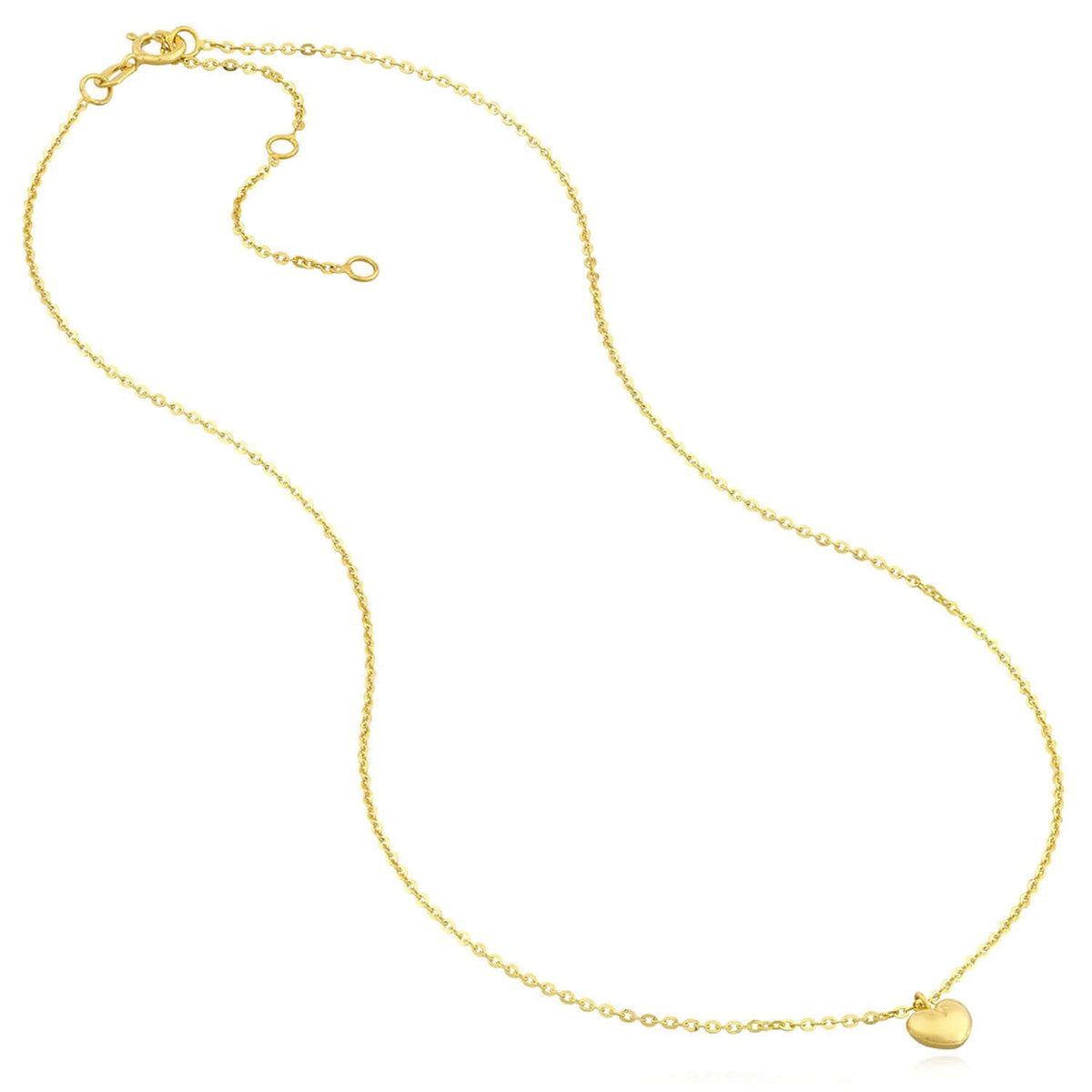 Kids 14K Gold Cable Chain Heart Pendant Necklace 13" - 15" Adjustable - WJD Exclusives