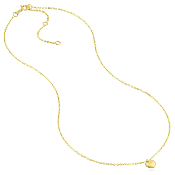 Kids 14K Gold Cable Chain Heart Pendant Necklace 13" - 15" Adjustable - WJD Exclusives