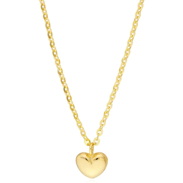Kids 14K Gold Cable Chain Heart Pendant Necklace 13" - 15" Adjustable - WJD Exclusives