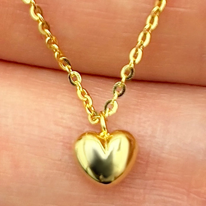 Kids 14K Gold Cable Chain Heart Pendant Necklace 13" - 15" Adjustable - WJD Exclusives