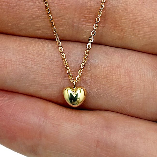 Kids 14K Gold Cable Chain Heart Pendant Necklace 13" - 15" Adjustable - WJD Exclusives