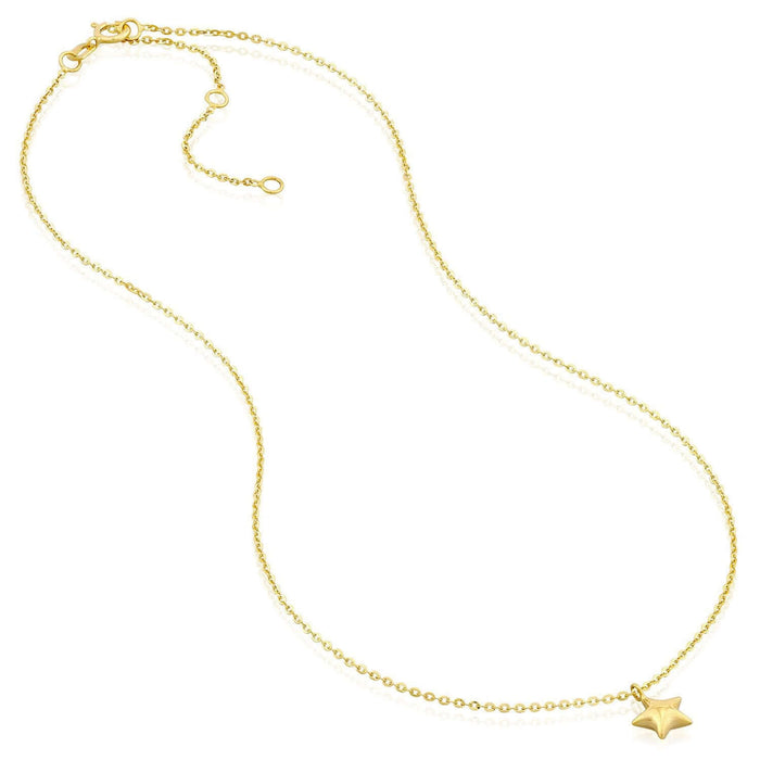 Kids 14K Gold Cable Chain Star Pendant Necklace 13" - 15" Adjustable - WJD Exclusives