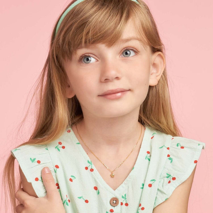 Kids 14K Gold Cable Chain Star Pendant Necklace 13" - 15" Adjustable - WJD Exclusives