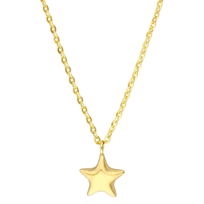 Kids 14K Gold Cable Chain Star Pendant Necklace 13" - 15" Adjustable - WJD Exclusives