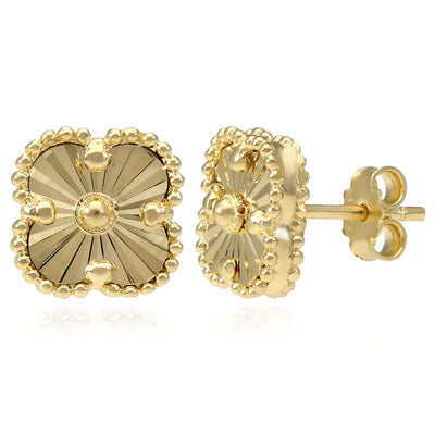 14K Yellow Gold Diamond-Cut Stud Earrings 9mm