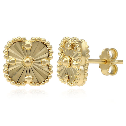 14K Yellow Gold Diamond-Cut Stud Earrings 9mm