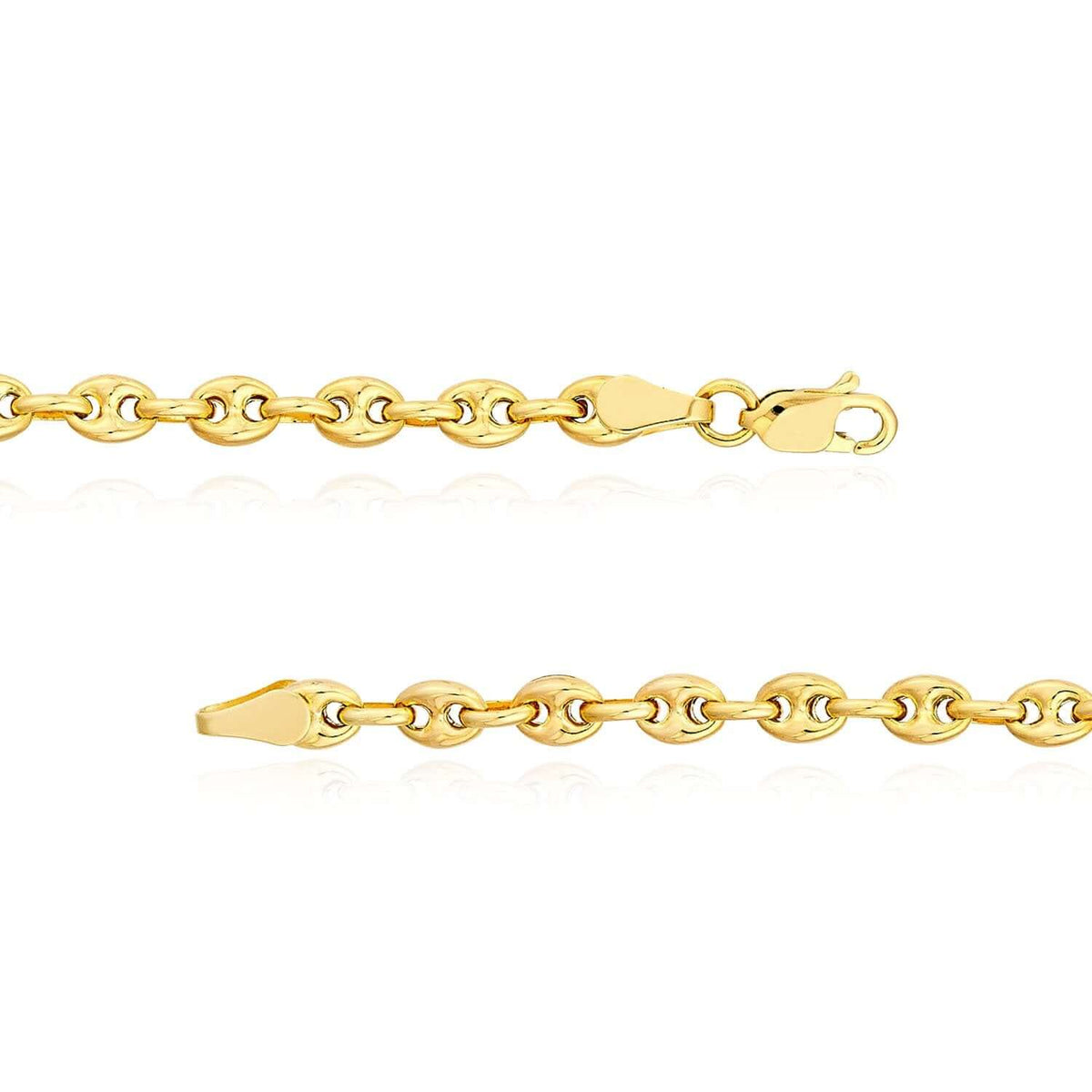 Kids Engravable 14K Yellow Gold Puff Mariner Personalized ID Bracelet (Solid Links) 6" - WJD Exclusives