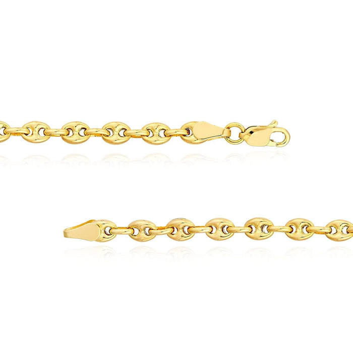 Kids Engravable 14K Yellow Gold Puff Mariner Personalized ID Bracelet (Solid Links) 6" - WJD Exclusives