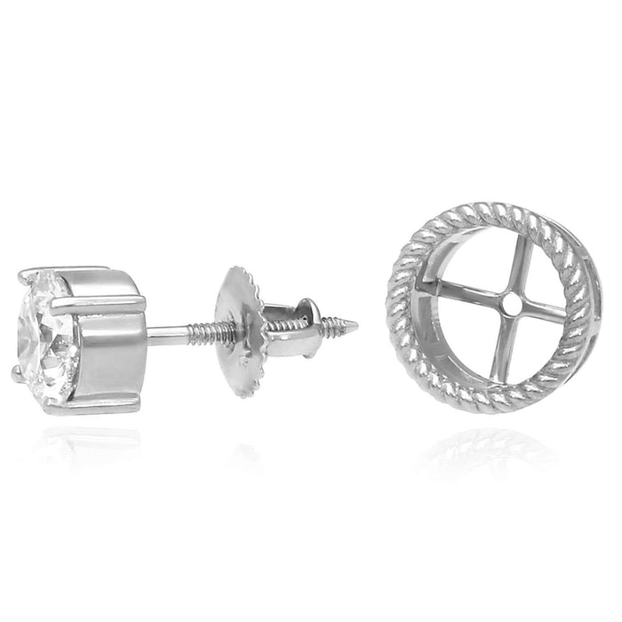 2CTW Lab - Grown Diamond 14K Gold Solitaire Earrings Removable Rope Jackets - WJD Exclusives