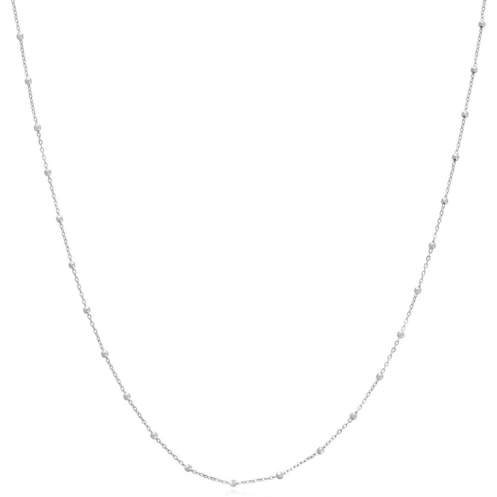 14K Yellow White Gold Faceted Beaded Saturn Chain (Solid Links) 16" 18" 20" 24" - WJD Exclusives