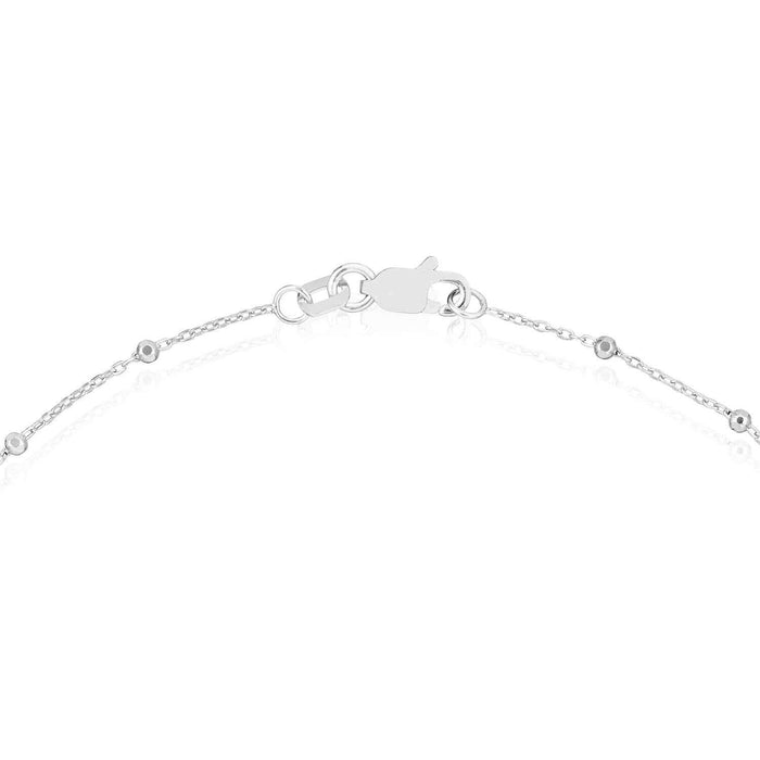 14K Yellow or White Gold Faceted Beaded Saturn Anklet (Solid Links) 10" - WJD Exclusives