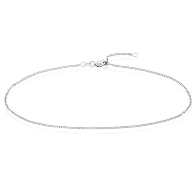 14K Yellow or White Gold Curb Anklet (Solid Links) 9" - 10" Adjustable - WJD Exclusives
