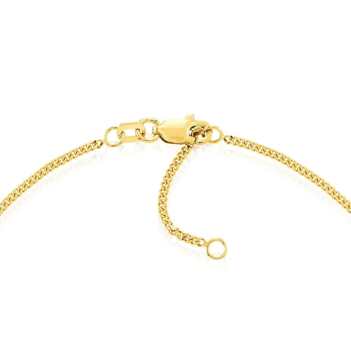 14K Yellow or White Gold Curb Anklet (Solid Links) 9" - 10" Adjustable - WJD Exclusives